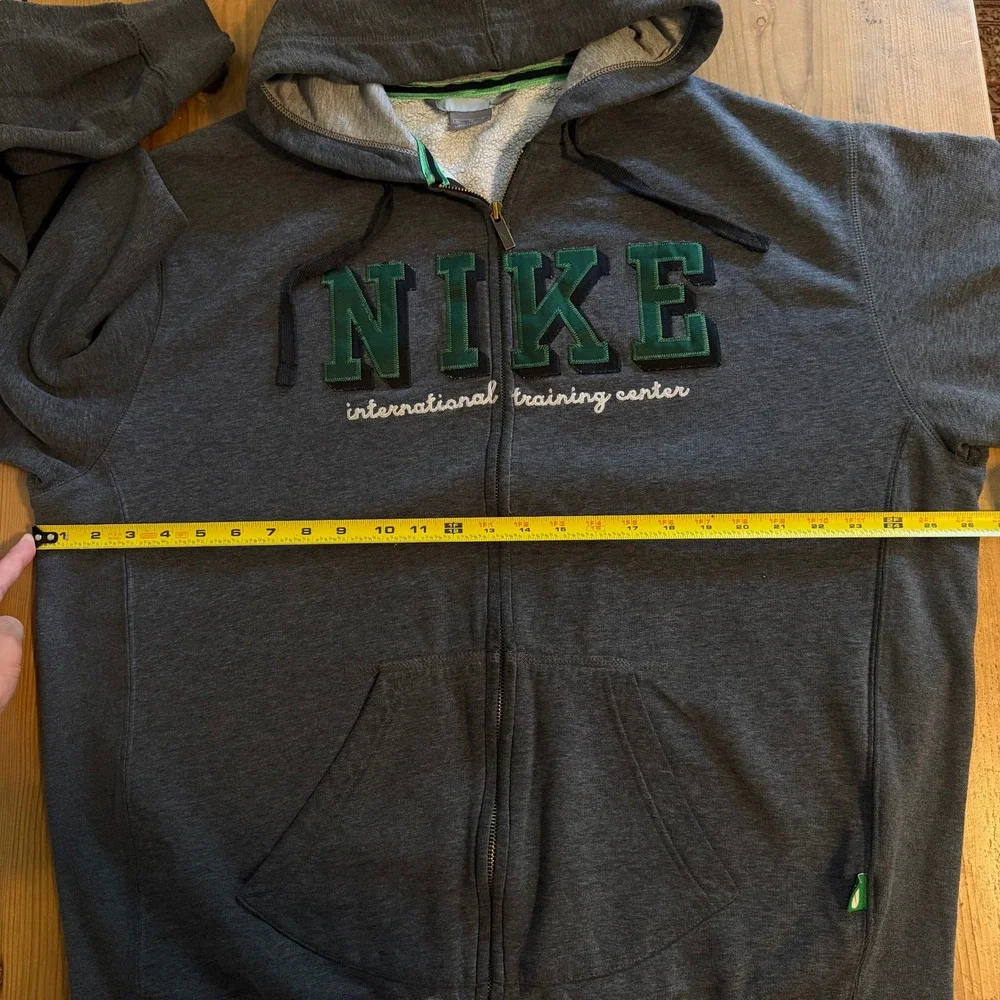 Y2K Nike International Training Center Zip Up Hoodie Mens XL Charcoal Grey Green